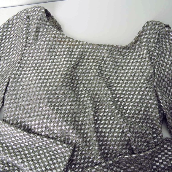 Eliza J gorgeous gown dress silver beige metallic drape back ruched side - Picture 6 of 10